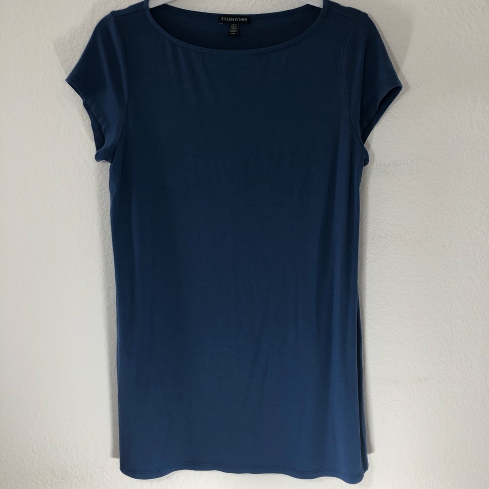 Eileen Fisher Blue Short Sleeve Comfy Cozy Tunic